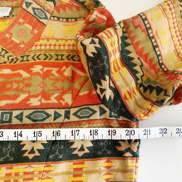 Chicos Womens Size 1 Aztec Print Jacket Silk Blend Long Sleeve Jacket Round Neck - Picture 7 of 10